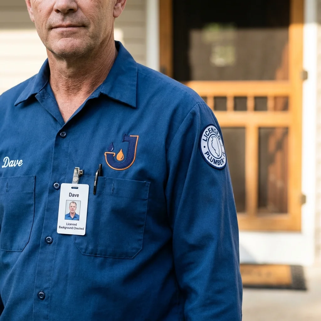 Licensed plumber showing ID badge in Ware Shoals, SC