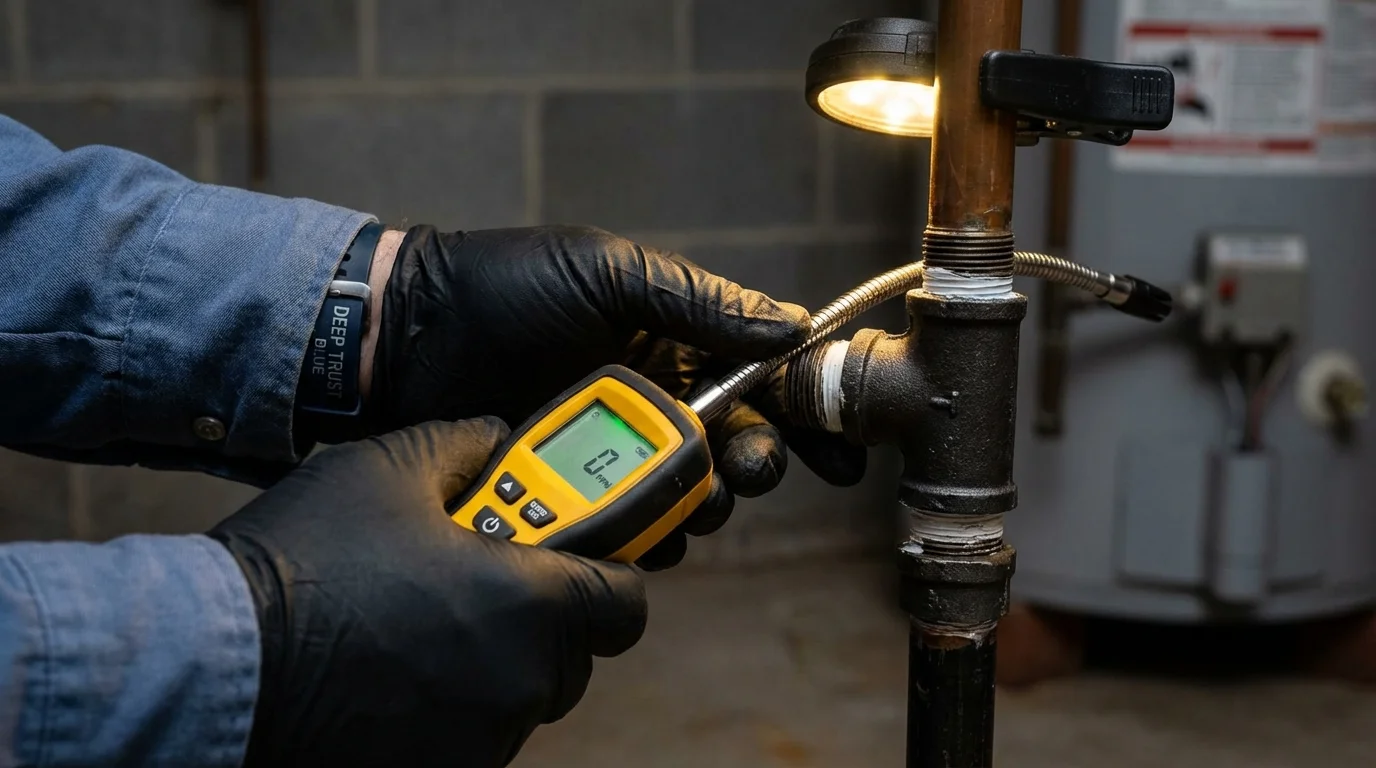 Gas leak detection with electronic sniffer by Johns Plumbing LLC in Ware Shoals