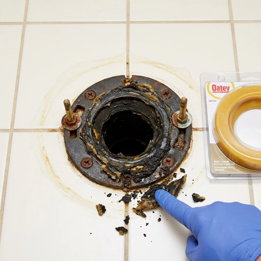 Failed wax ring showing water seepage at the base of a toilet in a Ware Shoals, SC home